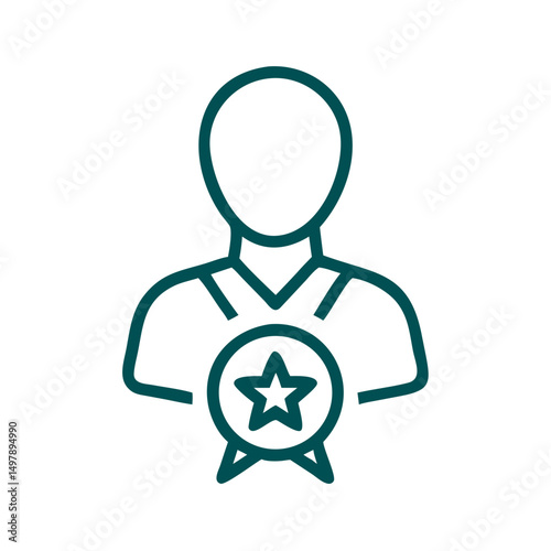 Person with Star Medal: Illustrating Achievement, Recognition, and Excellence Attained by an Individual; Symbol of Accomplishment

