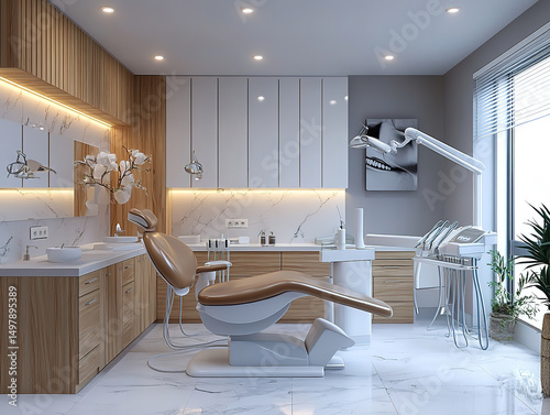 3D Render of a Modern Dental Clinic with High-Tech Equipment
