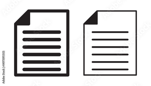 Minimalist Document Icon Collection. Document Icon Set - Minimalist Design. Document icon vector for web.