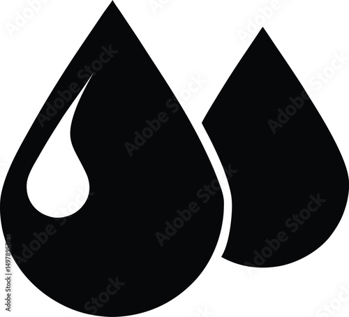 Two black droplets abstract water icon symbol