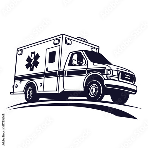 silhouette ambulance on white background