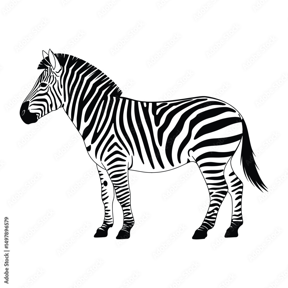 Fototapeta premium Black zebra silhouette vector artwork illustration