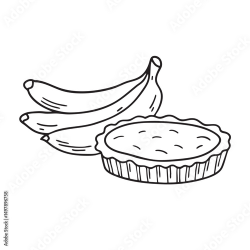 A tart resting beside a bunch banana