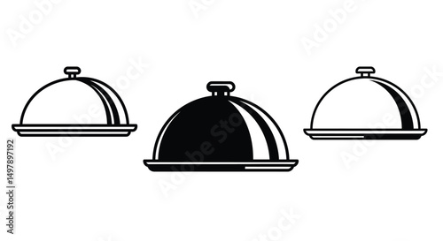 Restaurant Tray icons in outline and stroke versions