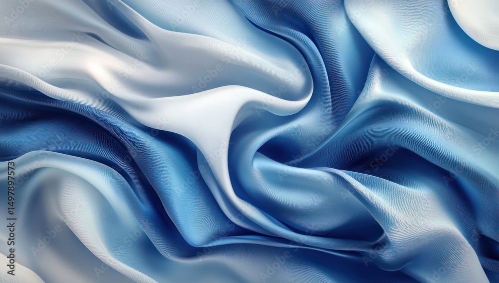 Obraz premium Flowing drapes of pale and deep blue silk