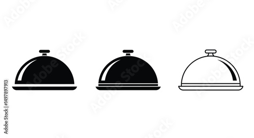 Restaurant Tray icons in outline and stroke versions