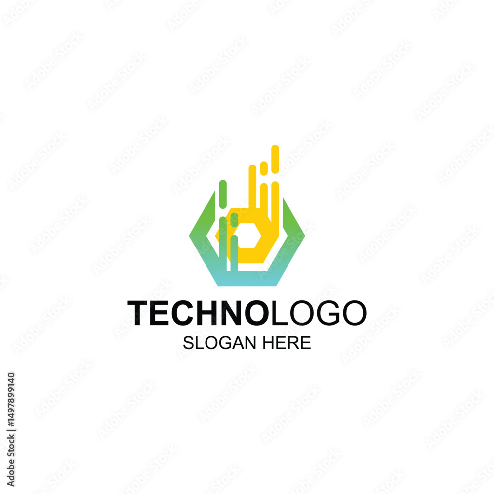 letter d logo design for technology or company with creative illustration