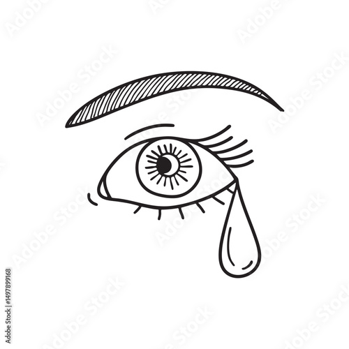 A tear emerging from the corner of a eye