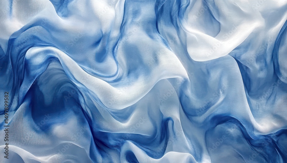 Obraz premium Light, flowing fabric, draped in soft blue and white