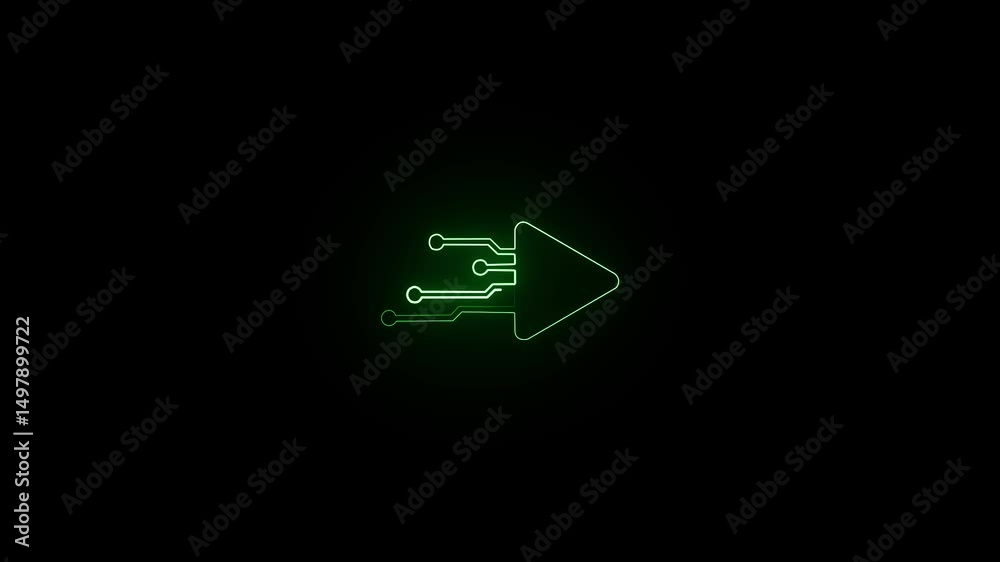 Arrow neon icon animation on black background 4k video. Arrow neon icon animation on black background 4k video.