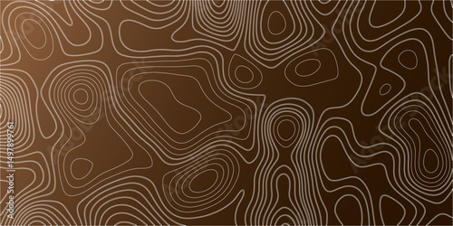 Topographic map lines, contour background. Geographic mountain terrain map contours patterns. Vintage outdoors style design Brown gold presentation background. Geographic grid map with space for copy.