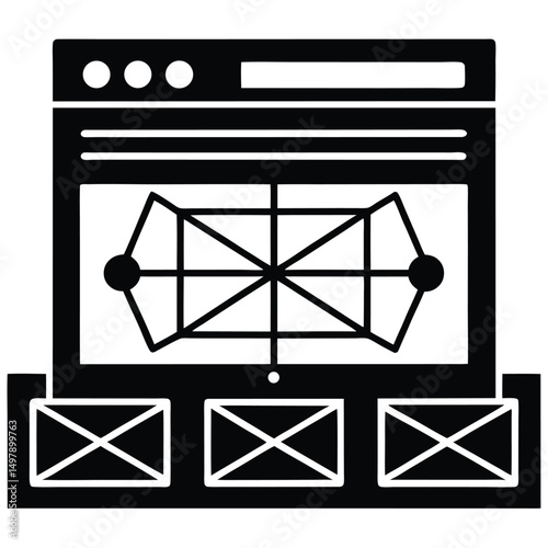 Web Designer element isolated website CMS interface on white background