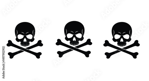 Set of Skull with Crossbones vector icons.