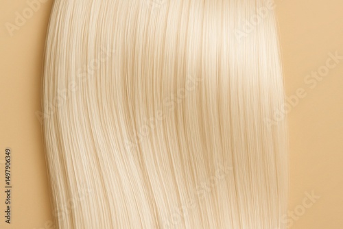 Smooth and Silky Blonde Hair on a Soft Beige Background
