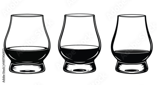 Glencairn Whisky Glass icon set. Whiskey Glass logo vector. Whiskey Glass Vector Icon. 