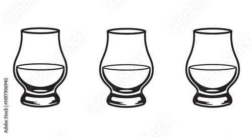 Glencairn Whisky Glass icon set. Whiskey Glass logo vector. Whiskey Glass Vector Icon. 