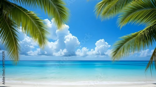 tropical beach with palm trees