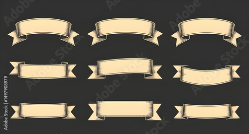 vintage scroll ribbon banner, header ribbon vintage, title banner ribbon retro, decorative scroll ribbon vintage, website header ribbon, poster header ribbon vintage, flyer title ribbon scroll, infogr