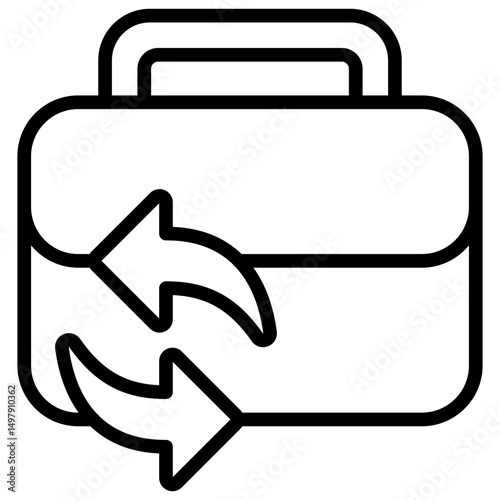 Career Transition - Outline Icon - Briefcase with arrows, illustrating job change, career switch, or professional redirection