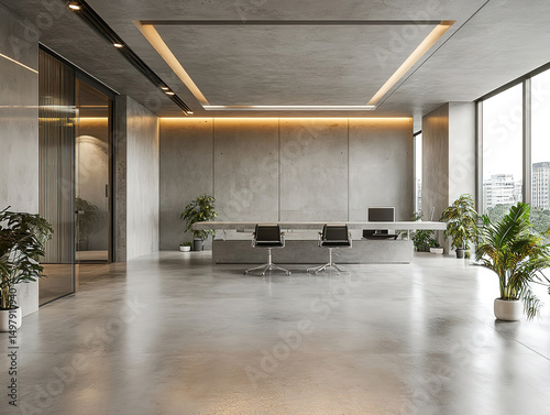 Sleek and Modern Concrete Office Space for Coworking