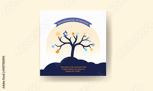 International Day of Education Social Media Post Template Vector Design.