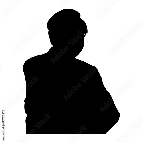 Businessman Silhouette with Arms Crossed, Generic Male Figure in Business Attire Silhouette