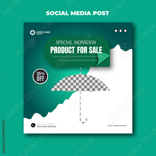Special monsoon product for sale social media post design template