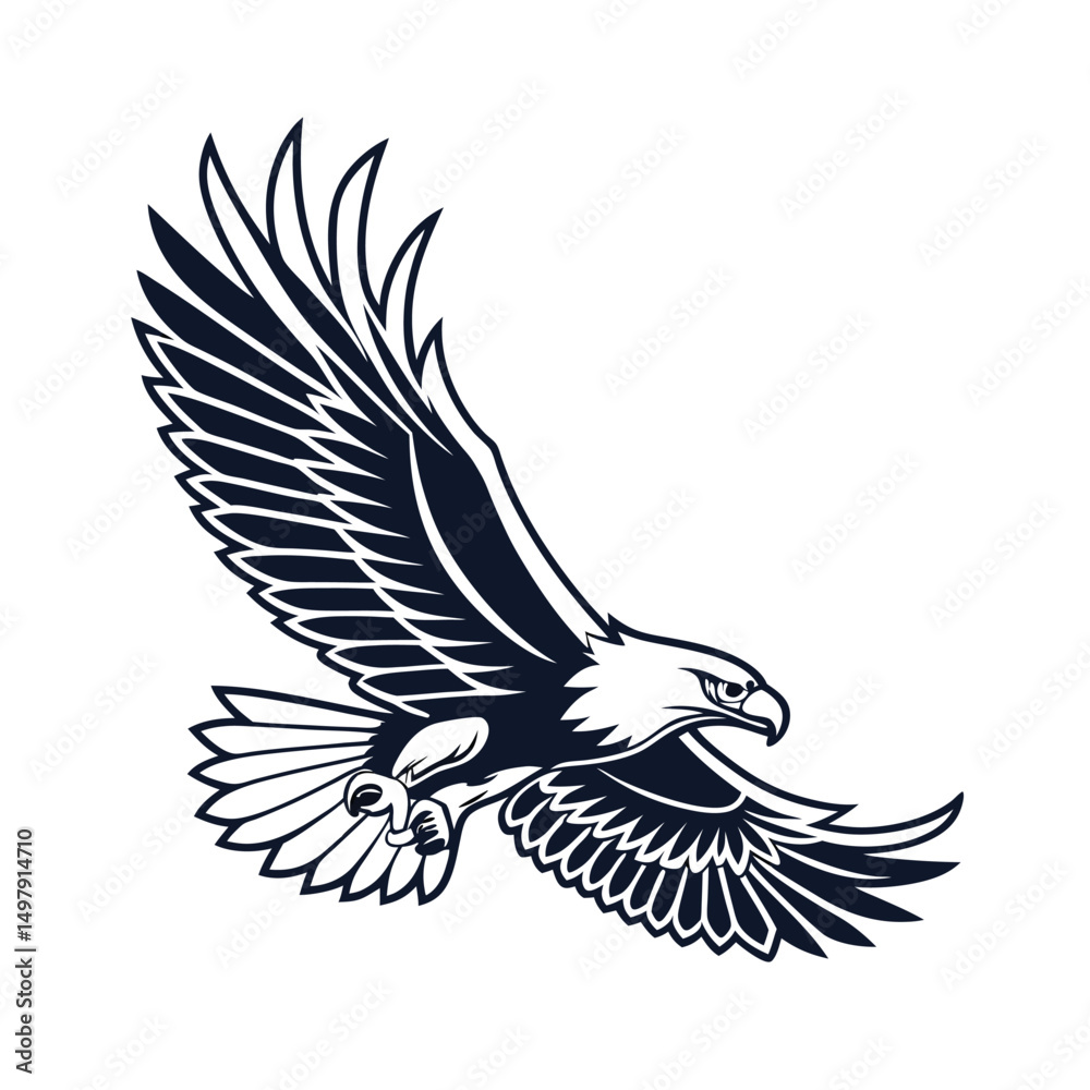 Obraz premium Eagle Silhouette vector Logo Illustration. Eagle Head vector art illustration. black eagle logo , icon design.