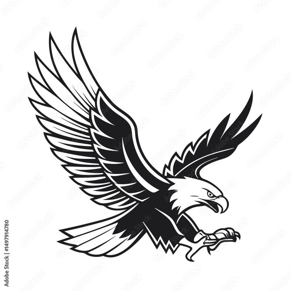 Obraz premium Eagle Silhouette vector Logo Illustration. Eagle Head vector art illustration. black eagle logo , icon design.