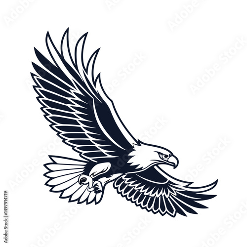 Eagle Silhouette vector Logo Illustration. Eagle Head vector art illustration. black eagle logo , icon design.