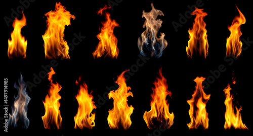 realistic hot fire, intense glow flame, orange-yellow blaze, energy burn, fiery shine, flame illumination, smooth fire movement, detailed heat texture, bright curve flame, fire aura, glowing flicker, 
