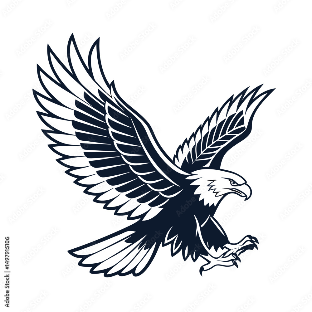 Fototapeta premium Eagle Silhouette vector Logo Illustration. Eagle Head vector art illustration. black eagle logo , icon design.