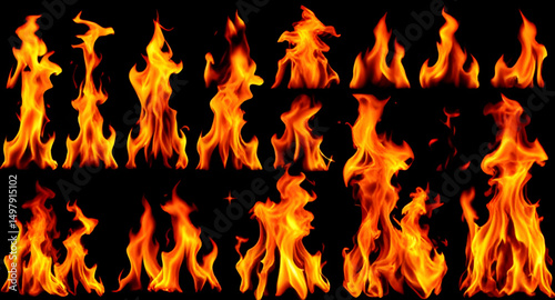 realistic bright flame, isolated burning fire, hot bright blaze, glowing yellow flame, swirling fire trail, sharp flame edge, flaming stroke, fire intensity, flame texture detail, heat spark, ember tr