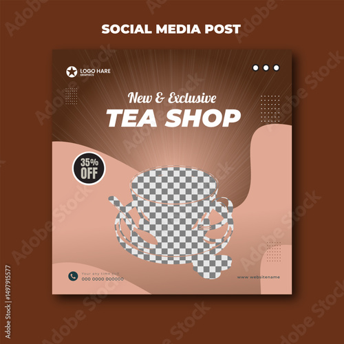 Exclusive tea shop and packaging social media post design template