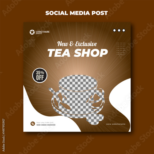Exclusive tea shop and packaging social media post design template
