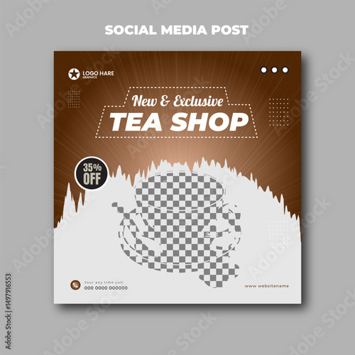 Exclusive tea shop and packaging social media post design template