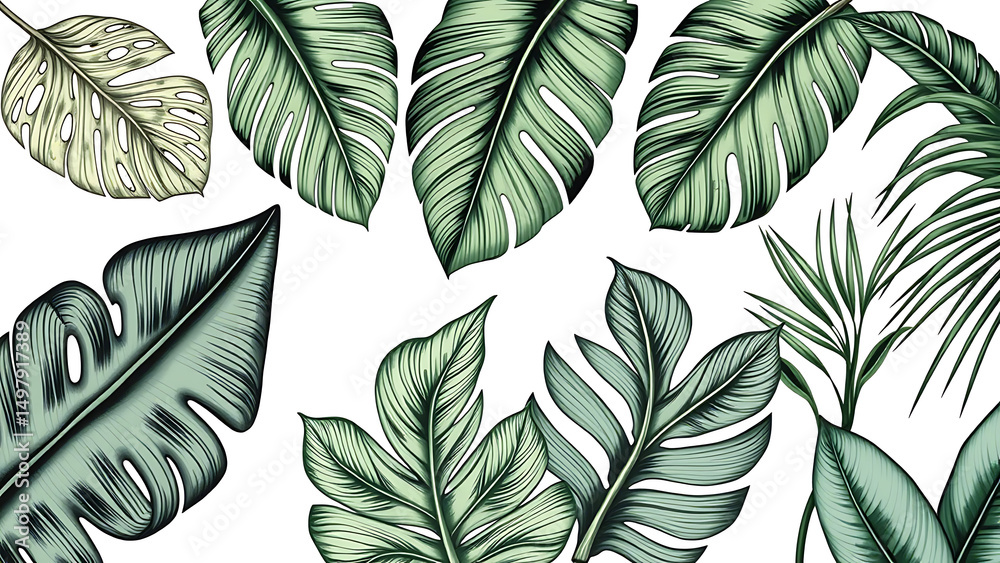 Fototapeta premium seamless pattern with leaves