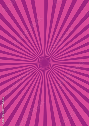 Sun rays pink background, starburst anime pop art cartoon or comic, dotted texture and explosion effect or sunburst, halftone gradient, fun and exciting template