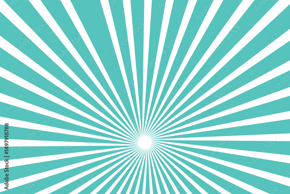 Fototapeta premium Sunburst light background with sun turquoise ray.