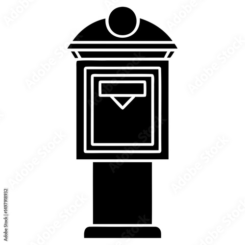 Mail postbox silhouette vector element on transparent background for modern graphics