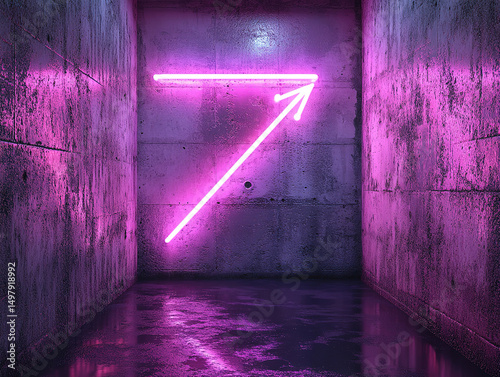 Futuristic Neon Arrows in a Cyberpunk Sci-Fi Corridor