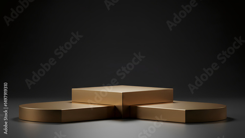 Elegant Gold Podium  Showcase Your Products with this Luxurious 3D Render
