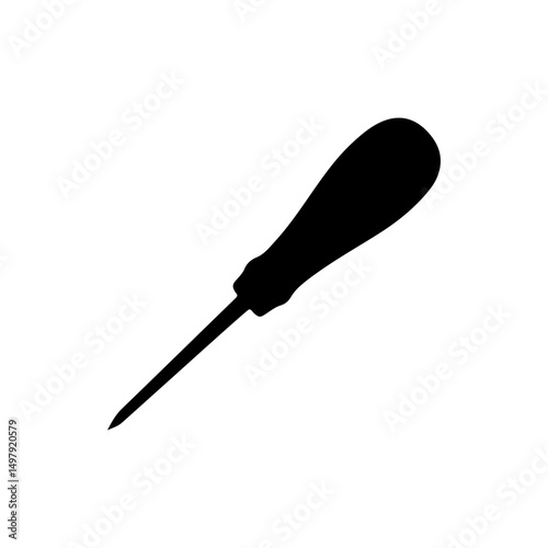 Awl tool silhouette vector flat illustration design.