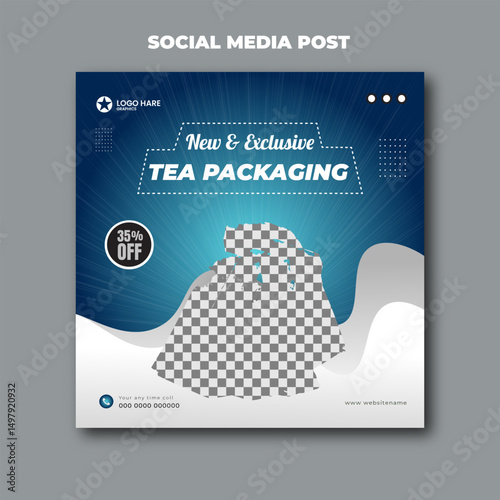 Exclusive tea shop and packaging social media post design template