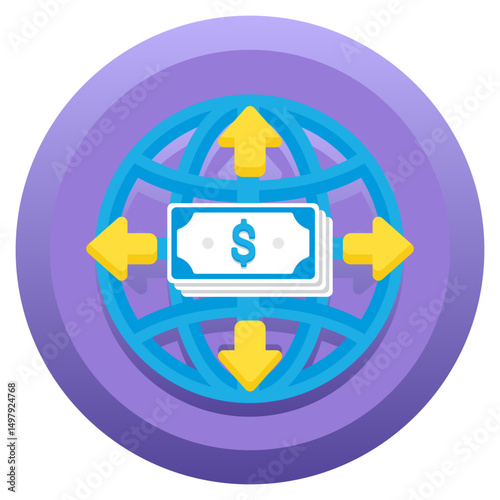 Send Money Overseas SVG Icon – International Transfer & Remittance SVG Illustration

