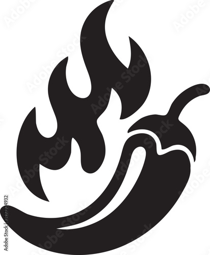 Spicy Red Hot Pepper Vector Silhouette Illustration