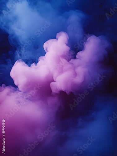 A mesmerizing display of pink and purple smoke against a dark blue atmospheric background texture
