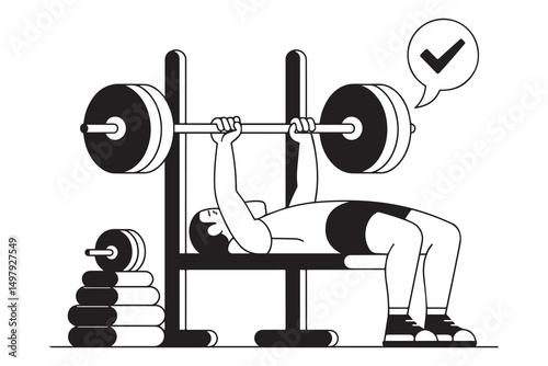 Person Bench Pressing Barbell in Gym Exercise