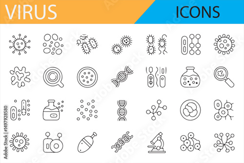 Microscopic Pathogen Icons Set