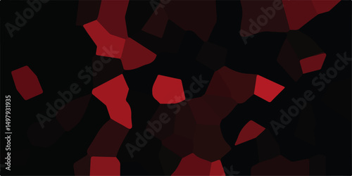 Dark red and black Broken Stained Glass Background with black lines. Voronoi diagram background. Multicolored geometric wattled mosaic  wallpaper. colorful stoke colors stone tile pattern.